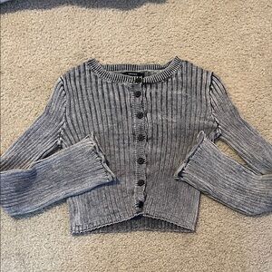 Forever 21 Charcoal Ribbed Cardigan